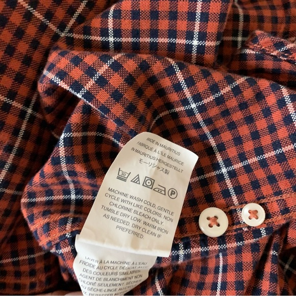 J CREW Plaid Button Down Shirt Mens Medium Cotton Oxford Slim Orange Long Sleeve - Picture 8 of 10